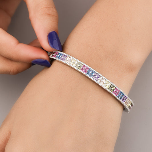 Rainbow Multi-Row Diamond Pave Bangle Bracelet - view 3