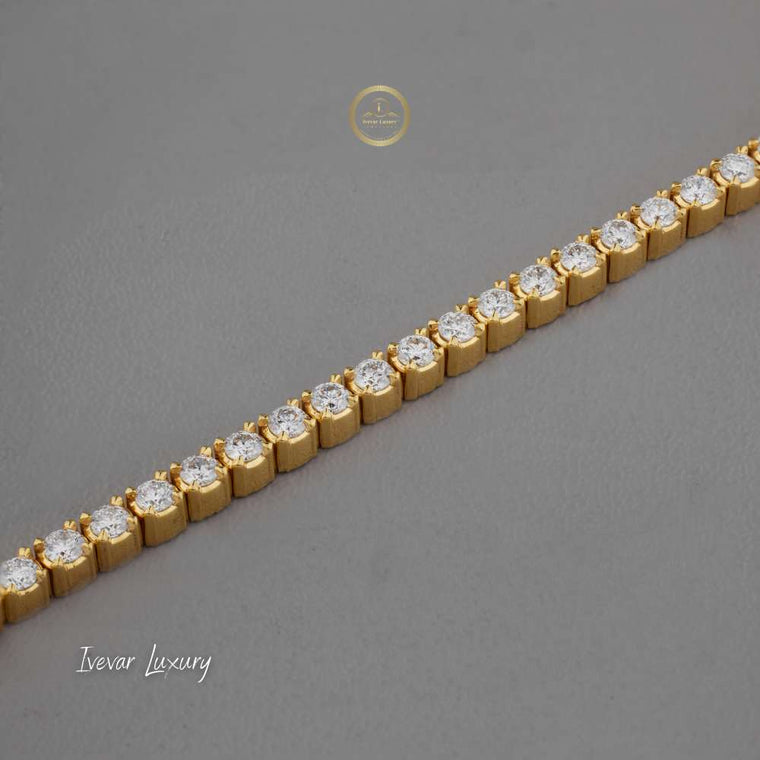 Round Cut Brilliant Lab Grown Diamond Four Prong Tennis Bracelet - view 2