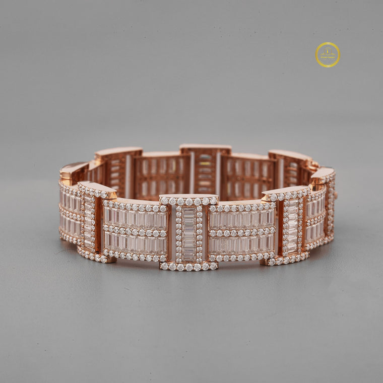 Round Cut Lab Grown Diamond Wide Link Tennis Bracelet - view 2