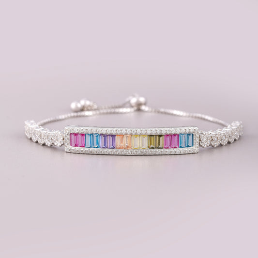 Designer Sapphire Natural Rainbow Bracelet Adjustable Diamond By Ivevar