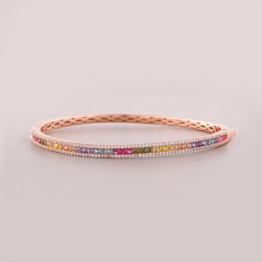 Elegant Natural Sapphire Rainbow Diamonds Bracelet with Ivevar Finest