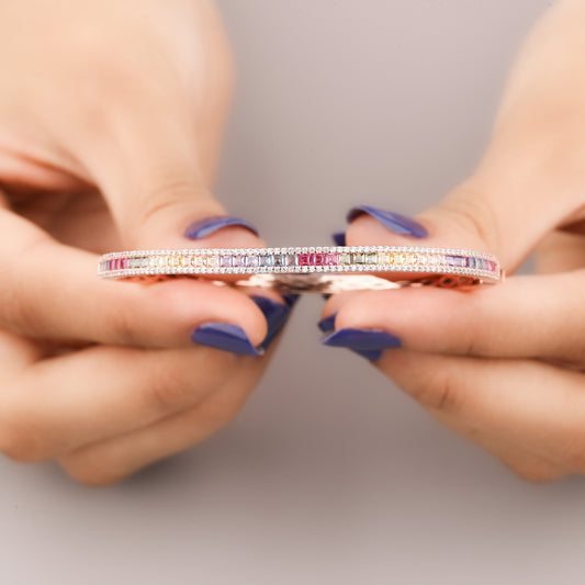 Elegant Natural Sapphire Rainbow Diamonds Bracelet with Ivevar Finest