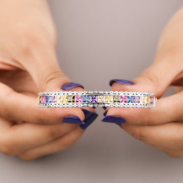 Exquisite Handmade Natural Sapphire Diamond Bracelet Custom Fit By Ivevar