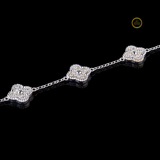 Flower Diamond Bangle Bracelet - VVS Moissanite Bridal Jewelry Gift