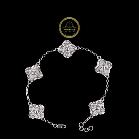 Flower Diamond Bangle Bracelet - VVS Moissanite Bridal Jewelry Gift