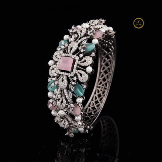 Flower Diamond Bangle Bracelet VVS Moissanite Bridal Jewelry Gift By Ivevar