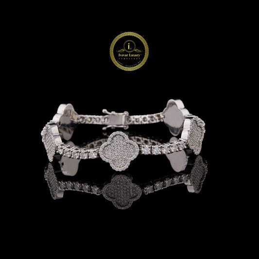 Flower Diamond Bangle Bracelet - VVS1 Moissanite Bridal Jewelry by Ivevar Luxury