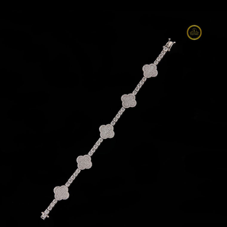 Round Cut Lab Grown Diamond Floral Station Tennis Bracelet - view 2