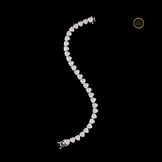 Heart Cut Moissanite Halo Tennis Bracelet - view 3