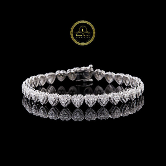 Heart Diamond Bangle Bracelet VVS1 Moissanite Bridal Jewelry By Ivevar