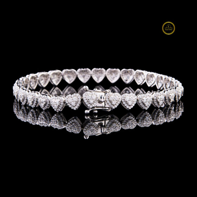 Heart Cut Moissanite Halo Tennis Bracelet - view 2