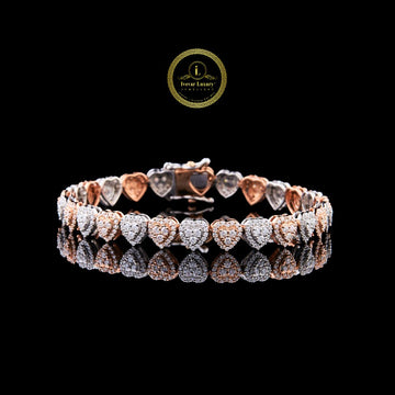 Heart Two Tone Diamond Bangle Bracelet VVS1 Moissanite Bridal Jewelry By Ivevar