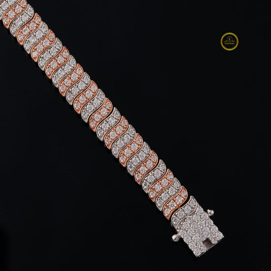 Triple Row Round Cut Moissanite Pave Tennis Bracelet - view 3