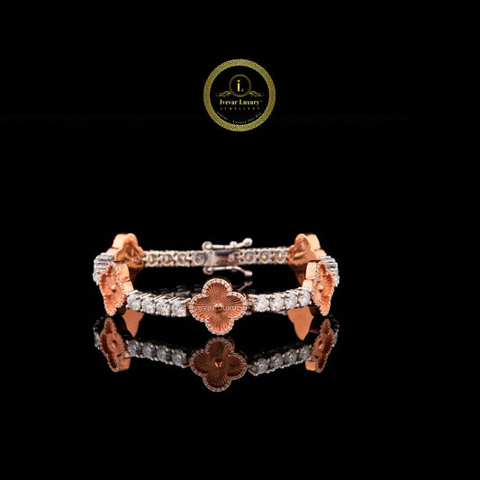 Iced Out Clover Bracelet GRA Certified Moissanite Gift By Ivevar