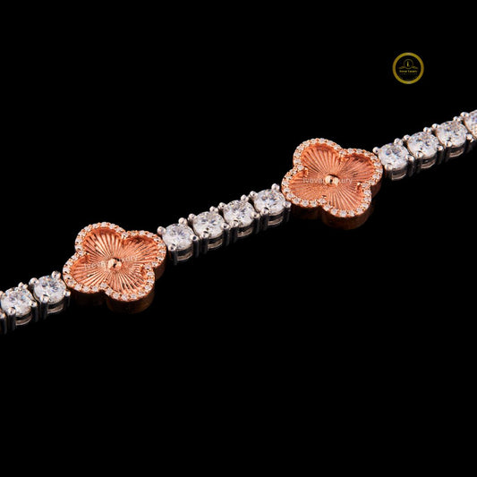 Round Cut Lab Grown Diamond Clover Station Tennis Bracelet - view 3