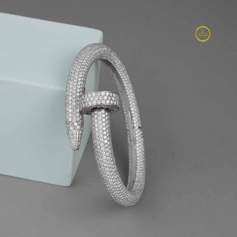 Pave Moissanite Nail Wrap Bangle Bracelet - view 2