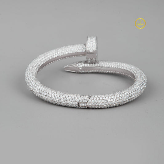 Pave Moissanite Nail Wrap Bangle Bracelet - view 4
