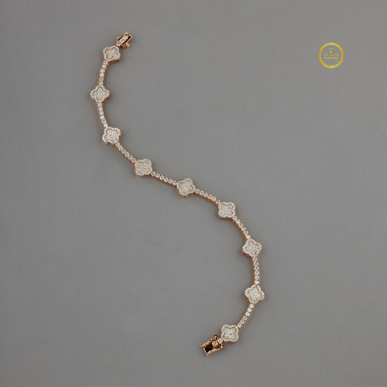 Lab Grown Diamond Floral Station Link Bracelet - view 2