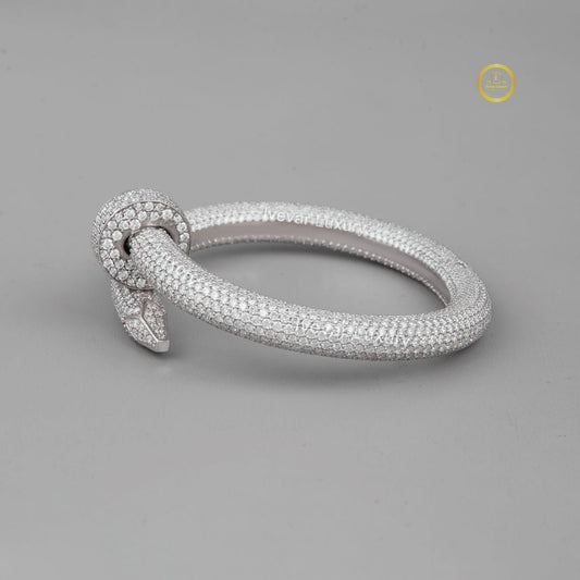 Pave Lab Grown Diamond Nail Wrap Bangle Bracelet - view 4