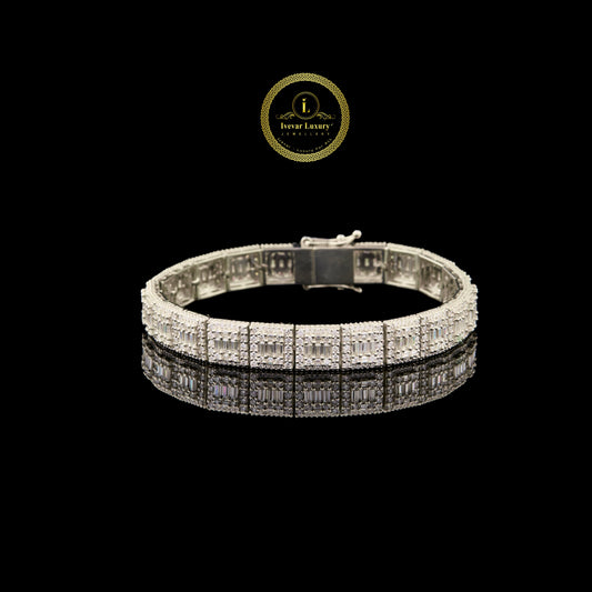 Men's Iced Out Bracelet Baguette Moissanite Diamond Hip Hop Jewelry By Ivevar