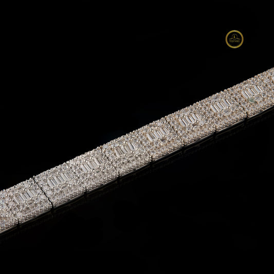 Baguette Cut Lab Grown Diamond Wide Link Tennis Bracelet - view 3