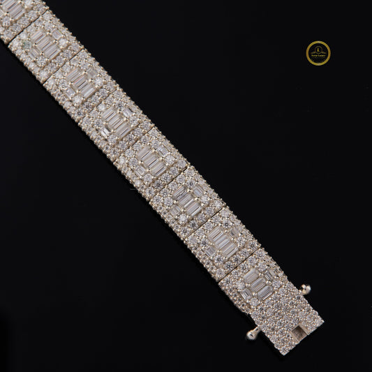 Baguette Cut Lab Grown Diamond Wide Link Tennis Bracelet - view 4