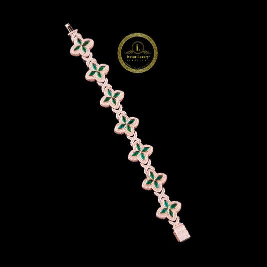 Modern Diamond Bracelet 925 Silver and 14K Gold Moissanite Geometric Design By Ivevar