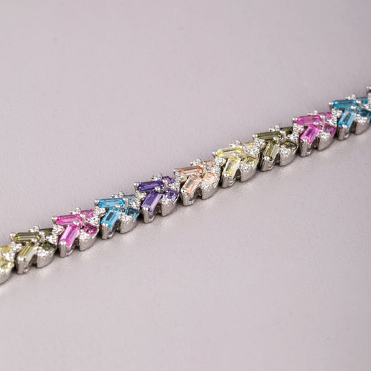 Rainbow Baguette Criss Cross Tennis Bracelet - view 4