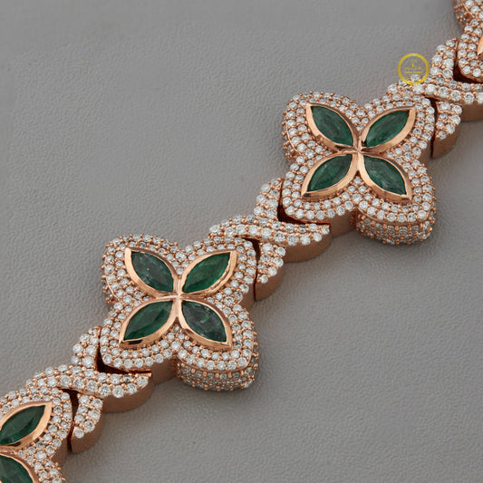 Floral Cut Green Moissanite Tennis Bracelet - view 3