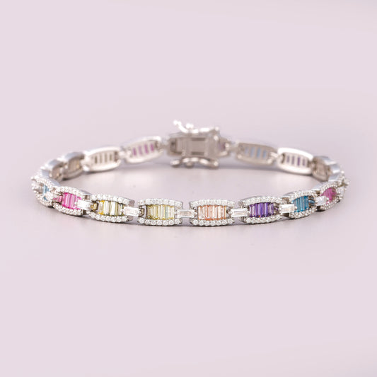 Stunning Rainbow Natural Sapphire Diamond Bracelet Adjustable Fit by Ivevar