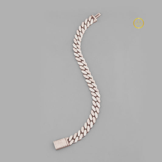 Round Cut Moissanite Pave Miami Cuban Link Bracelets - view 2