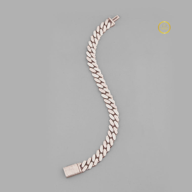 Round Cut Moissanite Pave Miami Cuban Link Bracelets - view 2