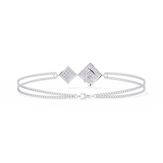 Round Cut Geometric Square Double Chain Bracelet - view 4
