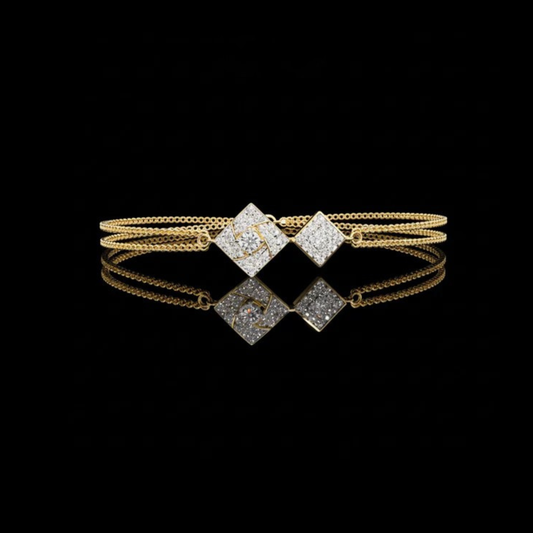 0.15 CT Harmony Moissanite Diamond Bracelet Two Square Design with Pave Setting