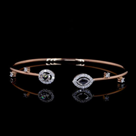 Elegant 14K Gold Bracelet Featuring Natural Twin Diamonds & Halo Setting By Ivevar