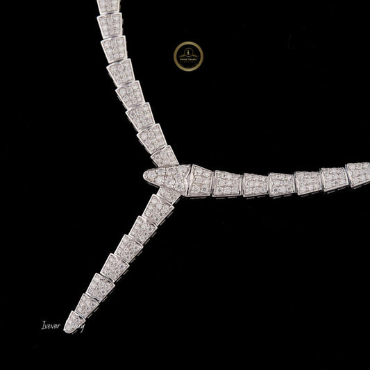 Moissanite Flowing Snake Circle Necklace for Women - view 3