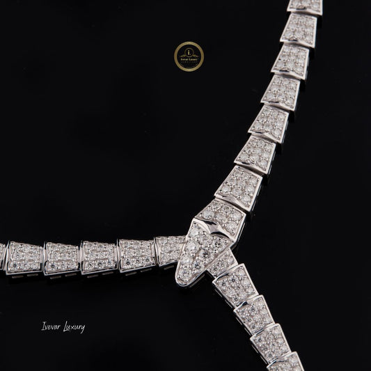 925 Sterling Silver Classic Fashion Snake Shaped Flowing Circle Women's Necklace by Ivevar