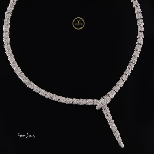 Moissanite Flowing Snake Circle Necklace for Women - view 4