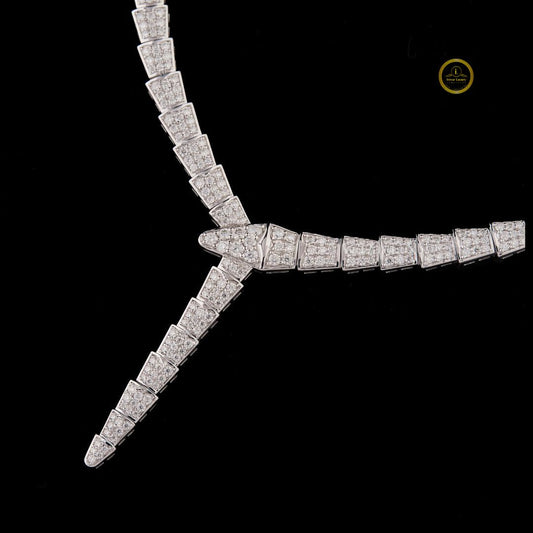 Custom 925 Sterling Silver Lab Grown Diamond Snake Shape Chain - view 4