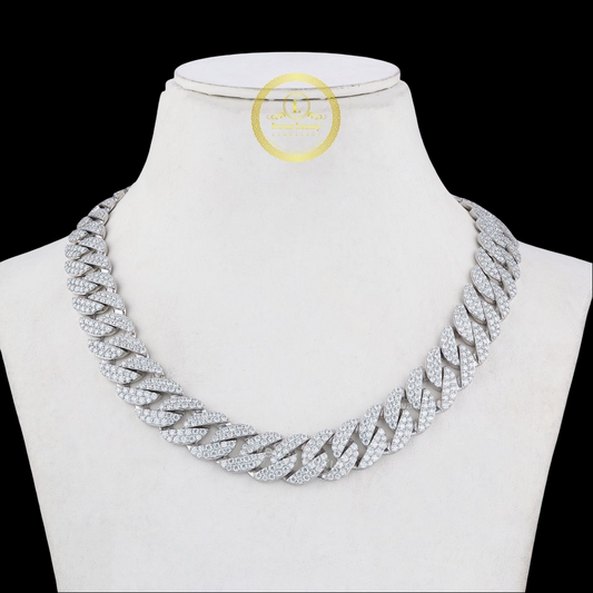 Custom Moissanite Prong Cuban Link Chain - Iced Out Diamond Necklace for Men