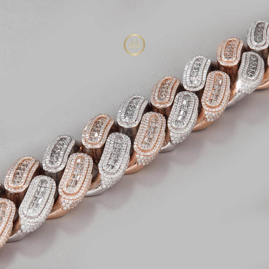 Iced Out Heavy Two Tone Baguette Lab Grown Diamond Choker Necklace - view 4
