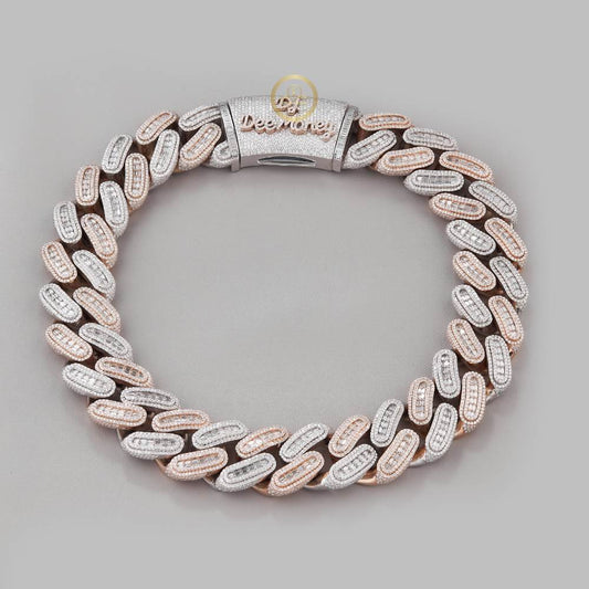 Custom Name Clasp Lock Iced Out Moissanite Hip Hop Rose Gold Baguette Diamond Cuban Chain By Ivevar