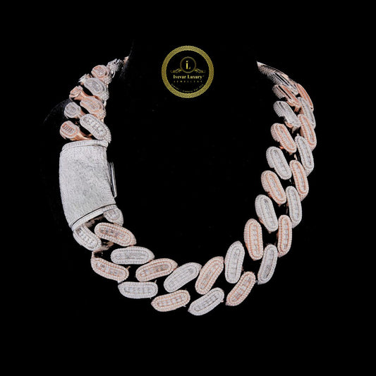 Custom Name Clasp Lock Iced Out Moissanite Hip Hop Rose Gold Baguette Diamond Cuban Chain By Ivevar
