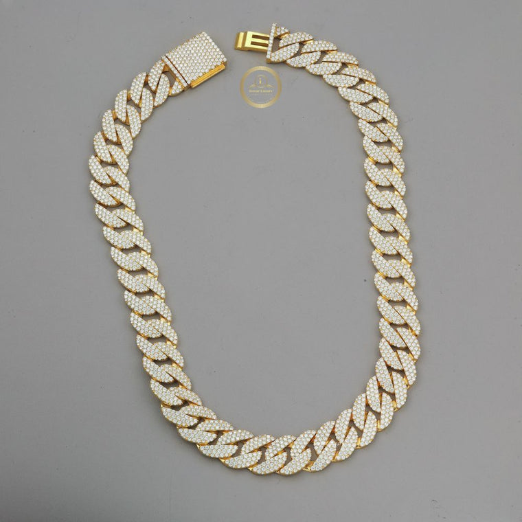 Full Pave Set Thorn Motif Cuban Link Chain Necklace with Moissanite - view 2