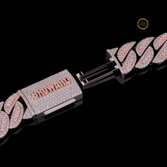 Full Pave Open Rectangular Link Moissanite Chain Necklace - view 4