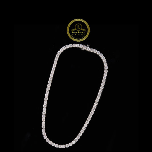 Hip Hop Moissanite Tennis Chain 925 Solid Silver Iced Out Necklace for Men
