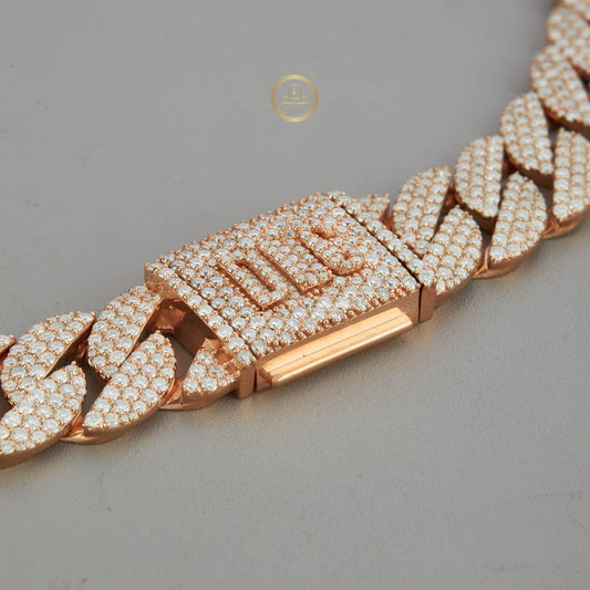 Iced Out Heavy Hollow Curb Moissanite Choker Necklace - view 4