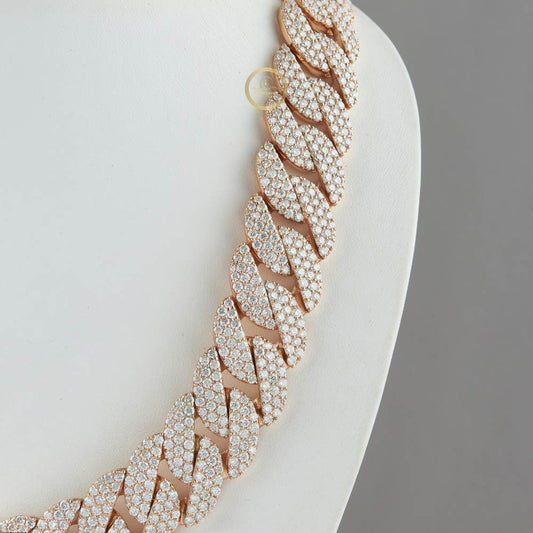 Iced Out Heavy Hollow Curb Moissanite Choker Necklace - view 2