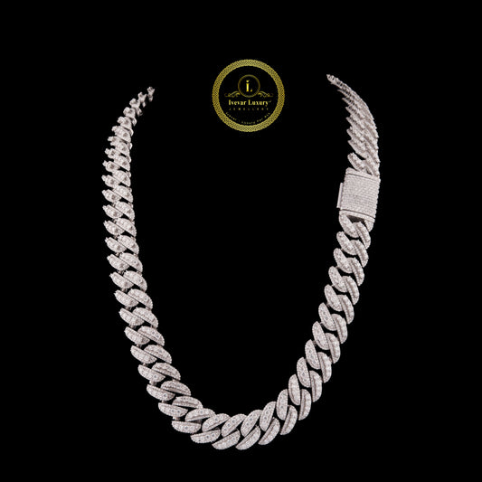 New Arrival VVS Moissanite  Heavy Iced Out Cuban Link Chain Sterling Silver 925 Moissanite Hip Hop Men's Jewelry by Ivevar