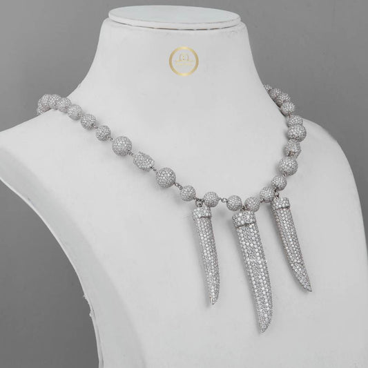 Iced Out Heavy Ball Choker Necklace Encrusted with Brilliant Cut Moissanite - view 2